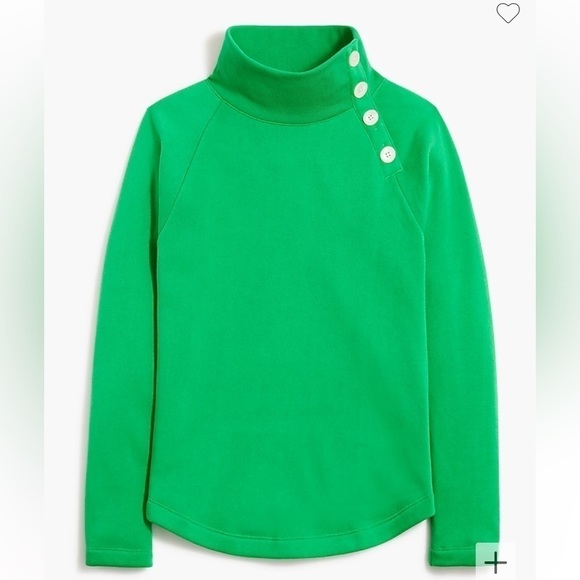 J Crew Wide Button Collar Pullover Sweatshirt Green Large - Picture 4 of 10
